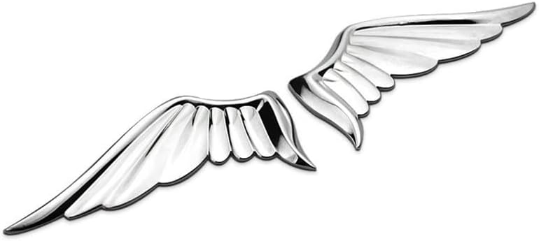 3D Angel Wings Metal Car Stickers, Car Logo Decoration Decals, Flying Wings Zinc Alloy Emblems for Automotive (Silver)