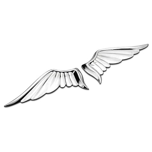 3D Angel Wings Metal Car Stickers, Car Logo Decoration Decals, Flying Wings Zinc Alloy Emblems For Automotive (Silver) #TOP18