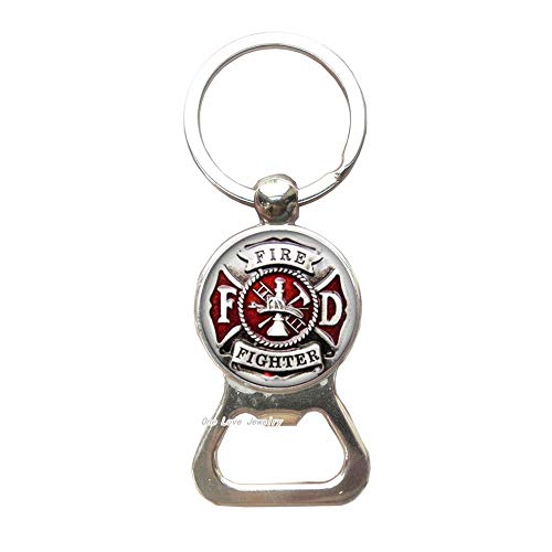 Fire Fighter Bottle Opener Keychain,Fire Dept Key Ring,Firefighter,Fireman Gift,Gift for