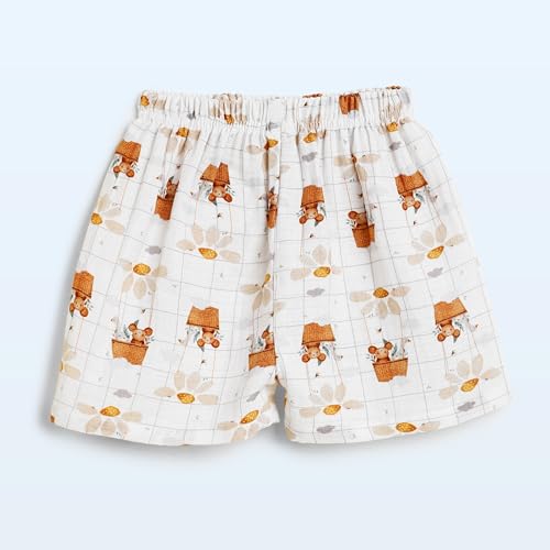 Image of The Boo Boo Club Kid'S 100% Muslin Organic Cotton Printed Button Shirt and Short Set | Half Sleeve Shirt | Summerwear Set | Kids Cothing Wear Set