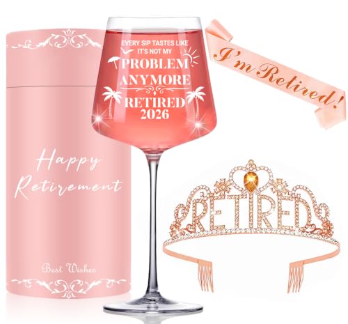 Cyrelwing Retirement Gifts for Women her est 2026-Retired wine glasses Gifts Set Funny Retirement Gifts for Women mom
