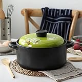 Cocotte en terre cuite avec couvercle, adaptée au gaz, au four, à la cuisinière électrique en céramique, au four à micro-ondes