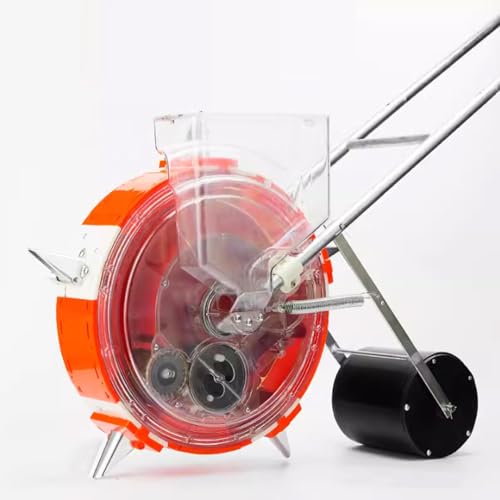 Sembradora de Cultivos en hileras con Operador a pie, esparcidores de jardín en hileras de 5 Orificios, Espacio Entre Plantas de 30 cm con Rodillo de Tierra a presión, se Pueden Ajustar 1~2 cápsul