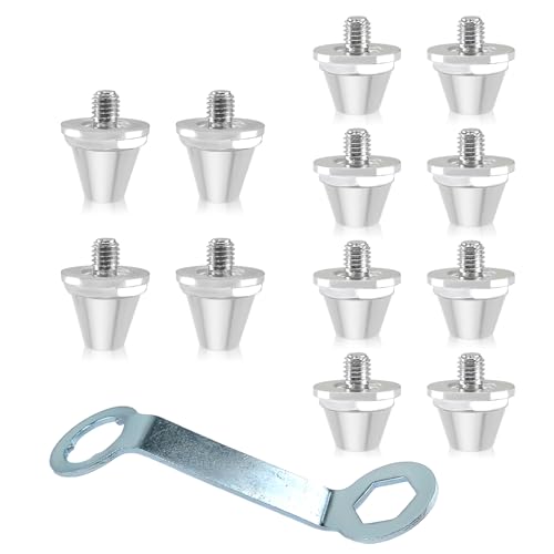 Ruikdly 12 Ersatzstollen mit Stollenschlüssel Schraubstollen für Fussballschuhe aus Aluminium Football Studs für Fußballschuhe,2 Größen,11mm, 13mm