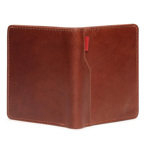 Image of Mens Leather Slim Bifold Wallet with RFID Blocking | Card Holder with Multiple Slots and Cash Pocket | Lightweight Design Men's Purse | Pocket Carry Travel Gifting & Office Use - Brown