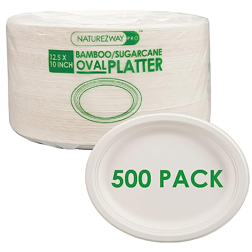 NATUREZWAY PRO 12.5" x 10" Disposable Platters (500 PACK) -