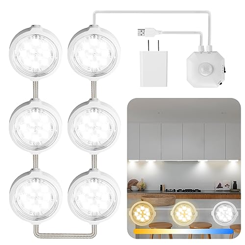 Under Cabinet Light Motion Sensor LED Puck Lighting for Kitchen,6-Pucks,3-Color,Auto-off Motion Activated Under Counter Lighting Closet Night Puck Lights for Kitchen,Bedroom,Shelf,Wardrobe,Home,Office Under Cabinet Light Motion Sensor LED Puck Lighting for Kitchen,6-Pucks,3-Color,Auto-off Motion Activated Under Counter Lighting Closet Night Puck Lights for Kitchen,Bedroom,Shelf,Wardrobe,Home,Office