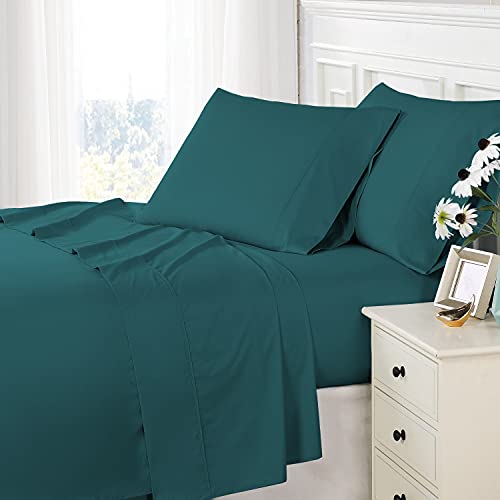 Pizuna 100% Cotton California King Sheets 800 Thread Count Colonial Blue