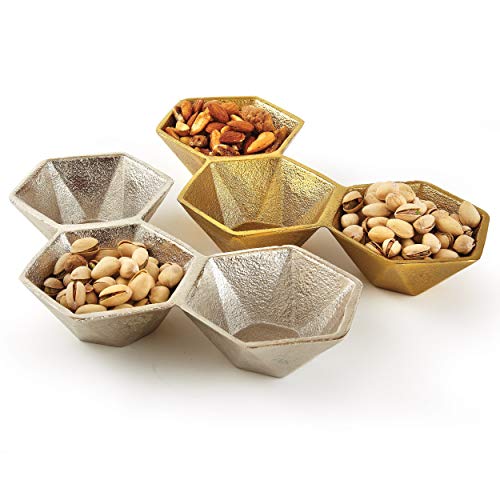 Elegance Gold Aluminum Triple Hexagon Bowls, (70192) by Elegance - Image 2