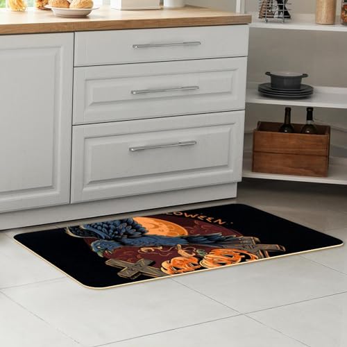 Tapis de sol antidérapant cuisine et buanderie lavable motif Halloween
