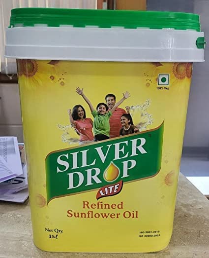 Image of Silver Drop Refined Sunflower Oil 100% Natural, Pure for Cooking and Frying | Healthiest Cooking Oil | Edible Cooking Oil (15 Liter Bucket Jar)