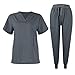 Medical Scrubs Set for Women - Classic V-Neck Top & Jogger Pants with Stretch Nursing Uniform Scrub Suit