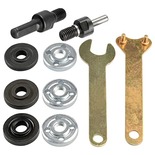 Yakamoz Drill Angle Grinder Adapter With Flange Nut Parts Set, 6Mm And 10Mm Drill Arbor Mandrel Adaptor With 3 Set Replacement Grinder Flange Nuts And Spanner Wrench Conversion Tool #TOP1