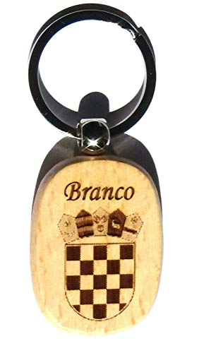 Preisvergleich Produktbild Patrickgravur Schlüsselanhänger aus Holz, exotisch, graviert, Flagge Kroatien + Vorname
