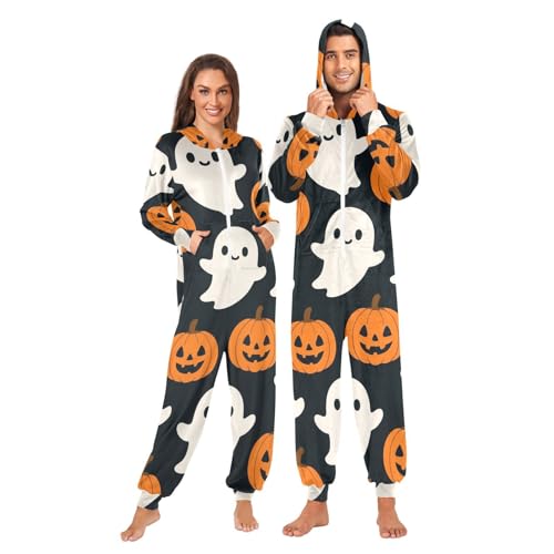 Pijama de Navidad de una pieza en tejido suave térmico con calabazas 4