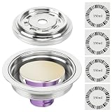 Reusable Coffee Capsule Adapter for Nespresso Vertuo Machines, Stainless Steel Coffee Pod Adapter with 4 Stickers, Compatiable with Vertuo POP/Vertuo Next/Delonghi ENV135/ Vertuolline GCA1 (150 ml)