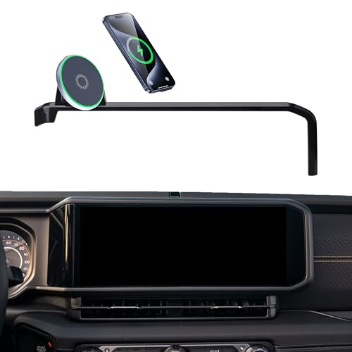 AbeeyGeomarn Car Phone Holder for 2024 2025 Jeep Wrangler/Wrangler 4xe/Gladiator JT Accessories Apply to 12.3 Inch Touch Screen 15W Fast Wireless Charger Screen Fixed Clip Cell Phone Mount Hands-Free