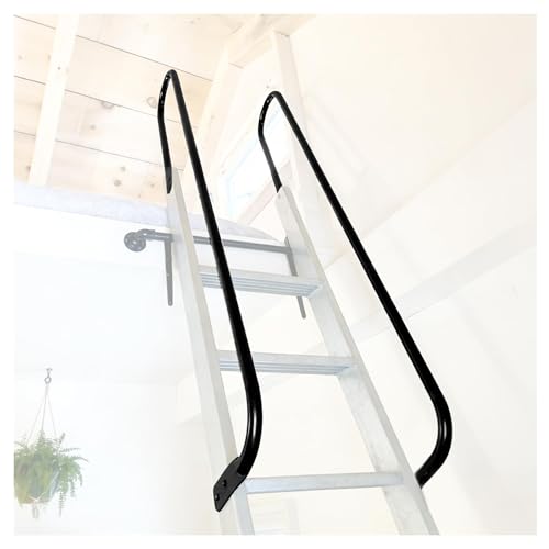 Gelacie Step Handrail Ladder Handrail Grab Bar Climber 60" Length, 9" Stand-Off for Indoor/Outdoor Universal Fit for Metal & Wood Ladders Steel Safety Grab Bar Powder Coated