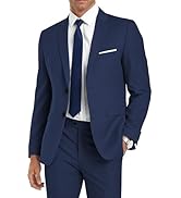 HANBANGWEI Men's Suit 2 Piece Slim Fit Suits for Men 2 Button Notched Lapel Solid Suit Jacket Pan...