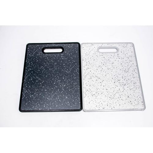 Image of Sky Plastic Cutting-Chopping Board with Handle and Marble Effects(Large) for Vegetable, Fruits, Cheese, Premium-Grade Plastic, 100% Food Safe, BPA-Free, Microwave Safe, Anti Bacterial(Dual Shade)
