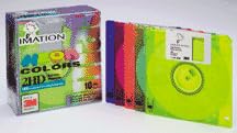 IBM Formatted 3.5 Diskettes, Double-Sided/High-Density, Rainbow Colors, 10/Pack IMN42439