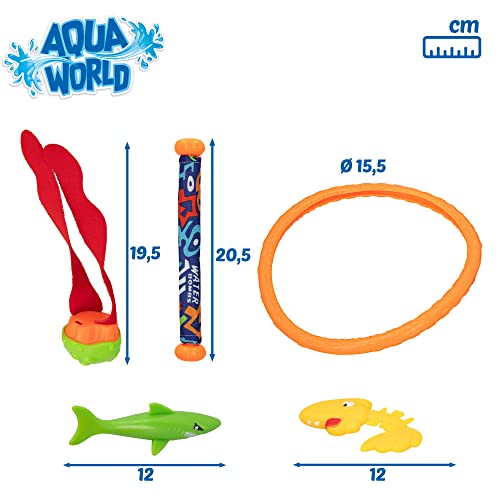 Miniatura 6 de Colorbaby 49536, Set Juguetes Buceo 17 Piezas, Cb Toys, Juegos Para Bucear En El Agua, Incluye 4 Palos, 4 Aros, 4 Tiburones, 3 Torpedos Y 2 Peces, Jugar En Piscinas, Regalos Y Juguetes Para Niños