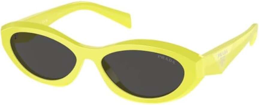 PRADA オルゴール Prada PR 26ZS 13L08Z Yellow Acetate Oval Sunglasses Dark Grey