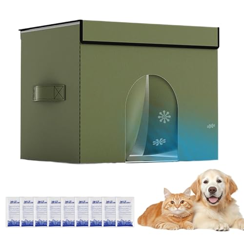 Nido cerrado de refrigeración para perros para climas cálidos, compatible con aire acondicionado para uso en interiores y exteriores, ideal para gatos y perros en el hogar, garaje, patio y viajes