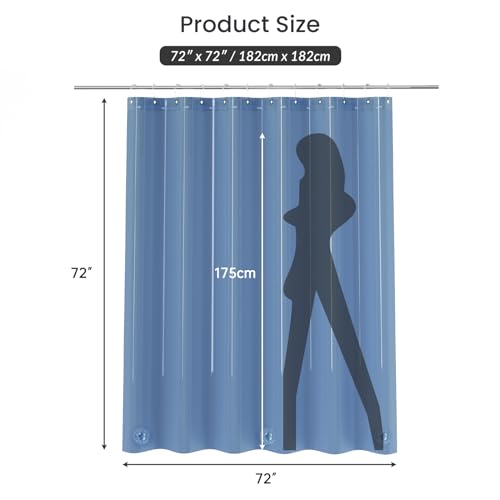 AmazerBath Premium EVA Shower Curtain Clear Blue, Luxury Shower Curtain Blue Jelly-Like Soft, Waterproof Bathroom Curtain with 3 Weighted Stones and 12 Grommets, Recyclable Packaging
