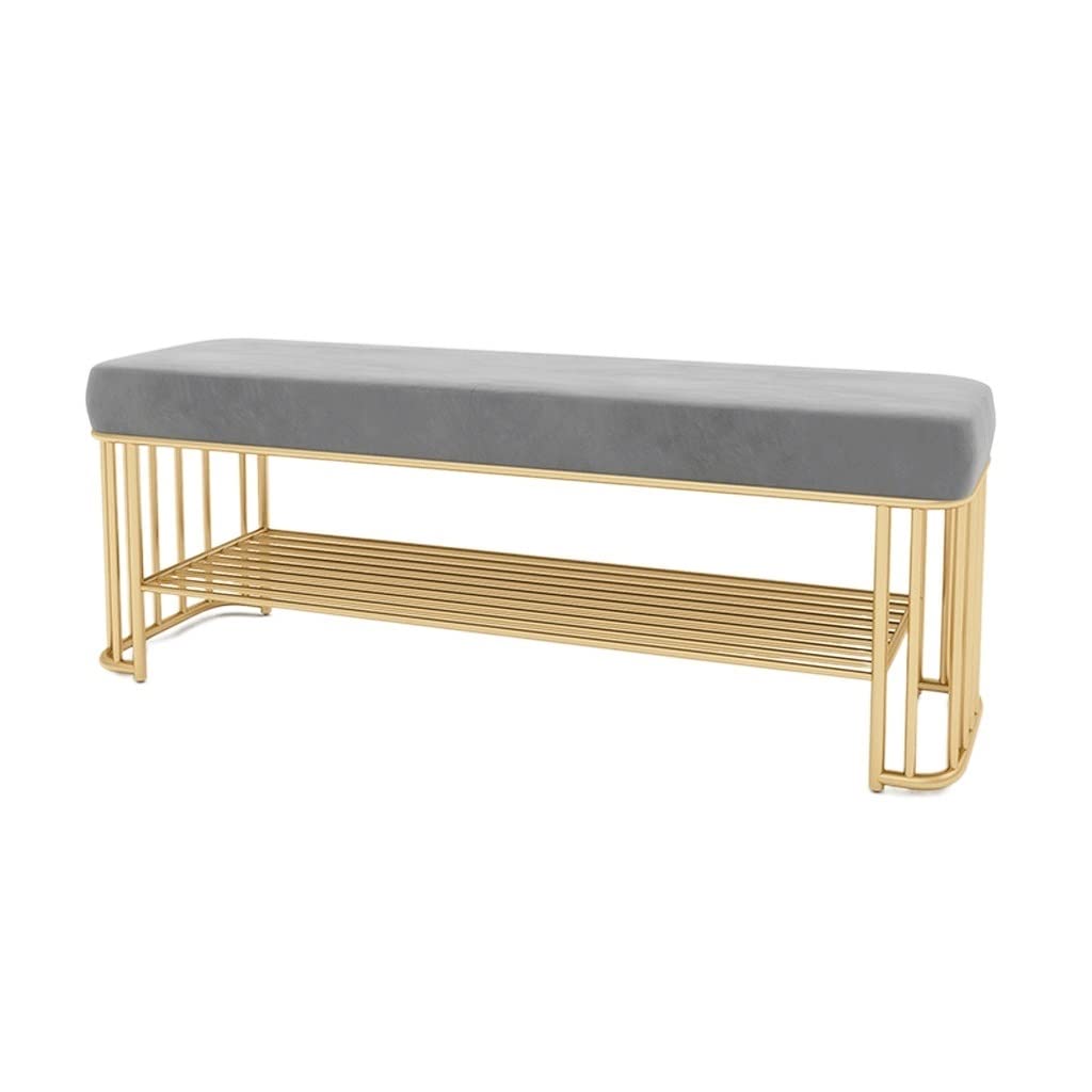 Banc à chaussures intérieur avec meuble de rangement bas et base métal