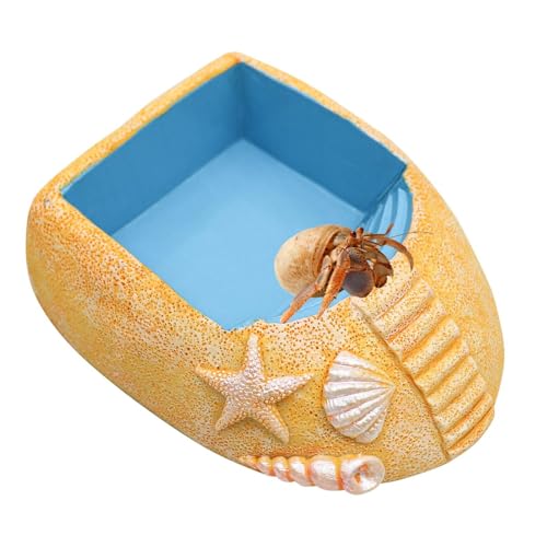 Tanque de agua para cangrejo ermitaño,Piscina para cangrejo ermitaño con rampa, Piscina de agua estilo playa, Plato de resina para comida y agua, piscina de baño, rampa de escalada, accesorios de cang