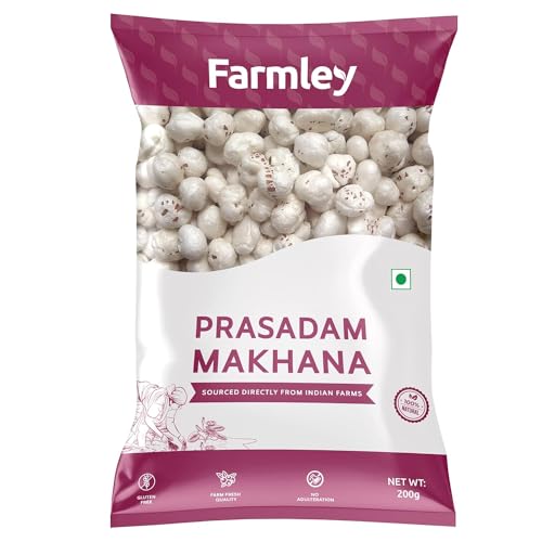 Image of Farmley Prasadam Makhana, 100% Natural & Crunchy (200 g) Farmley Premium Mixed Dry Fruits & Healthy Snacks Contains Almond,Cashew,Dates,Green and Black Raisins 200 Gm