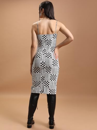Image of Tokyo Talkies Women's Sleeveless Shoulder Strap Self Design Dresses | Stylish Dresses | Casual Dresses