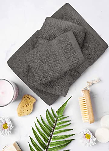 Towel And Linen Mart Grey Towel Sets , 2 Bath Towels 2 Hand Towels And 4 Washcloths 2 Ply Low Twist 600 Gsm Ring Spun Highly Absorbent For Bathroom Hotel Shower Towel ( 8 Pack ) #TOP2
