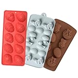 ULVBABI Easter Silicone Egg Molds, 3 Pack Silicone Bunny Shaped Chocolate Candy Jello Cake Baking Pan for Easter Party (Style A)