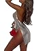 ensswliz Women Bodycon Side Slit Dress Halter Neck Backless Sleeveless V Neck Glitter Mini Dress Sexy Y2K A Line Dress (Silver, M)