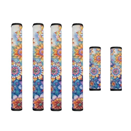 Image of 6 Pcs Refrigerator Door Handle Covers Washable Electric Appliance Decor Handles Anti-Skid Kitchen Accessories Indoor Home Decorations Keep Off Stains Dust Fingerprint, Boho Flowers