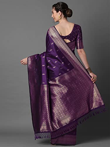 Image of AKHILAM Women's Banarasi Silk Blend Woven Design Golden zari Work Saree With Unstitched Blouse Piece (2PAKHI41 Parent)