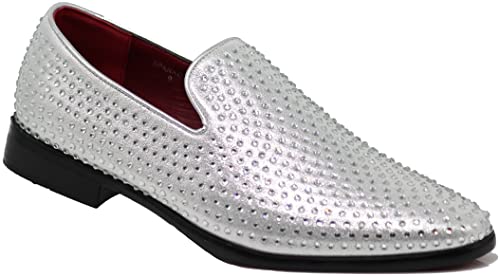 Image of SPK26 Men's Vintage Velvet Rhinestone Designer Dress Loafers Slip On Shoes Classic Tuxedo Dress Shoes