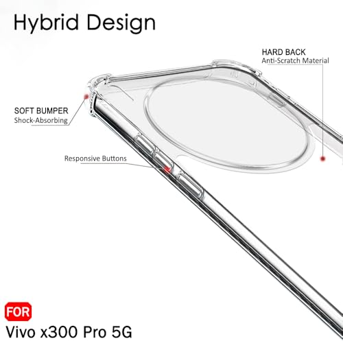 Image of TheGiftKart Crystal Clear Back Cover Case for Vivo X300 Pro 5G | Shock Proof 360 Protection | Hard Clear Back Cover Case for Vivo X300 Pro 5G (PC & TPU, Transparent Bumper)