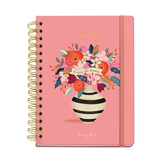 Miquelrius - Agenda septiembre 2022 diciembre 2023 - Semana Vista - Tamaño Plus 15,5 x 21,3 cm - Multilingue: inglés, español, portugués, italiano, francés, alemán - Peony Rose - Stripes Flower