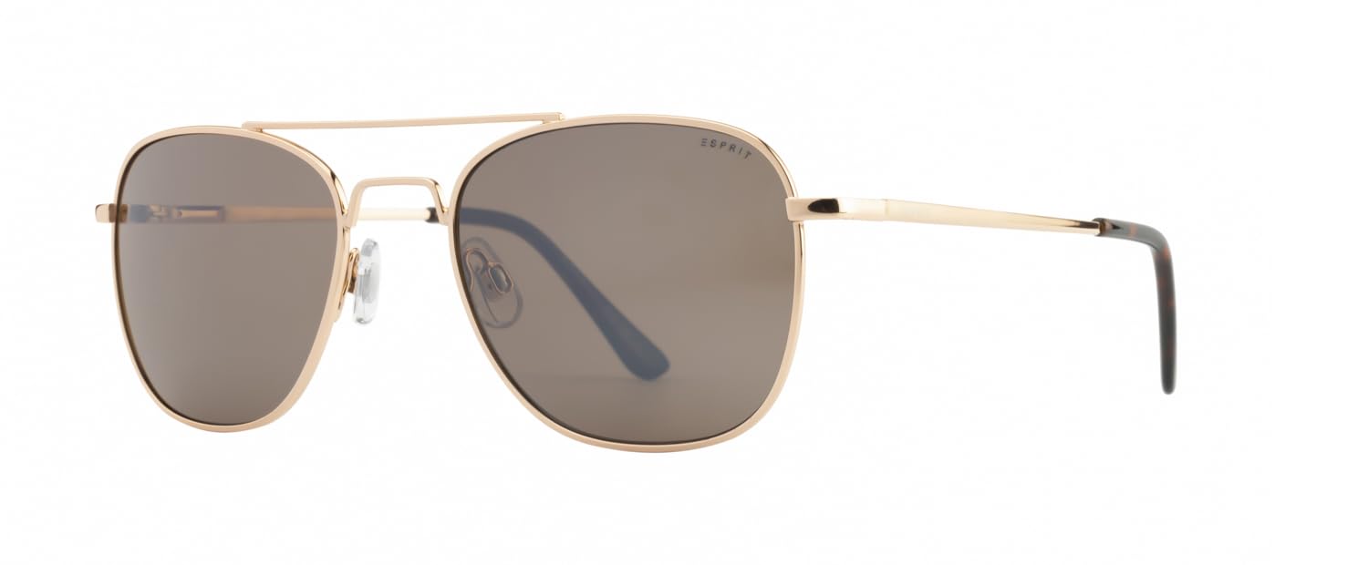 EspritMen's Aviator Sunglasses, Grey Frame with Black Tips, Black Mirror Lenses, 100% UV Protection