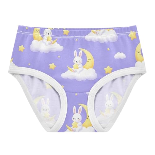 Cute Bunnies Moons Clouds Purple Little Girl Panties Girls Underwear Toddler Cotton Personalized Underpants Briefs 2t