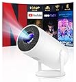 TryLand Mini Projector with WiFi and Bluetooth, 4k Support Portable Outdoor Projector, Smart Projector with Android, Built-in App Movie Proyector for Bedroom, Home Theater, Camping, Gaming