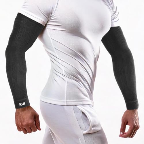 Image of KUE Compression Arm Sleeves for Men & Women | Sports Arm Sleeves for Running, Cricket & Cycling | UV Protection Cooling Sleeves | Arm Compression Sleeve for Joint Pain Relief