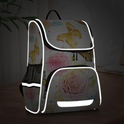 Mochila portátil Daisy Rose con acabados premium y estampado original de mariposa 5