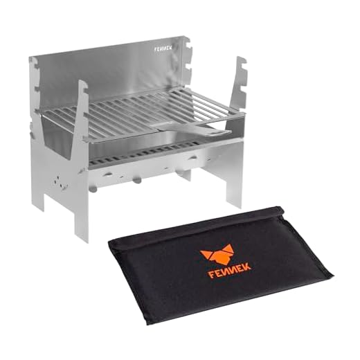 FENNEK Grill Light | Mobiler und steckbarer Holzkohle-Grill aus Edelstahl für Camping, Trekking, Vanlife, Garten und Outdoor Grill-Spaß