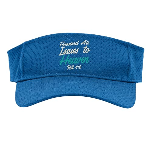 Forward All Issues to Heaven Bible Verse God Jesus Christian Sport Sun Visor, Youth, One Size, Royal Blue