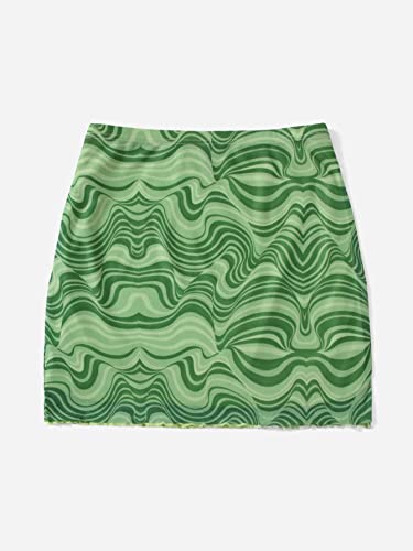 Women Floral Mesh Casual Overlay Skirt2