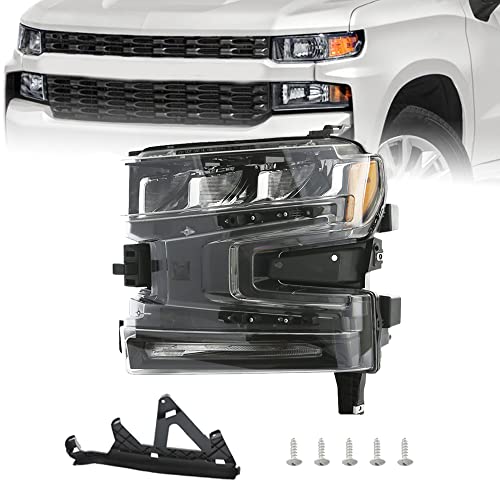 Partzer Full LED Headlight Headlamp Assembly LH Left Driver Side For 2019 2020 2021 Chevrolet Silverado 1500, Replace 84621850 GM2502497